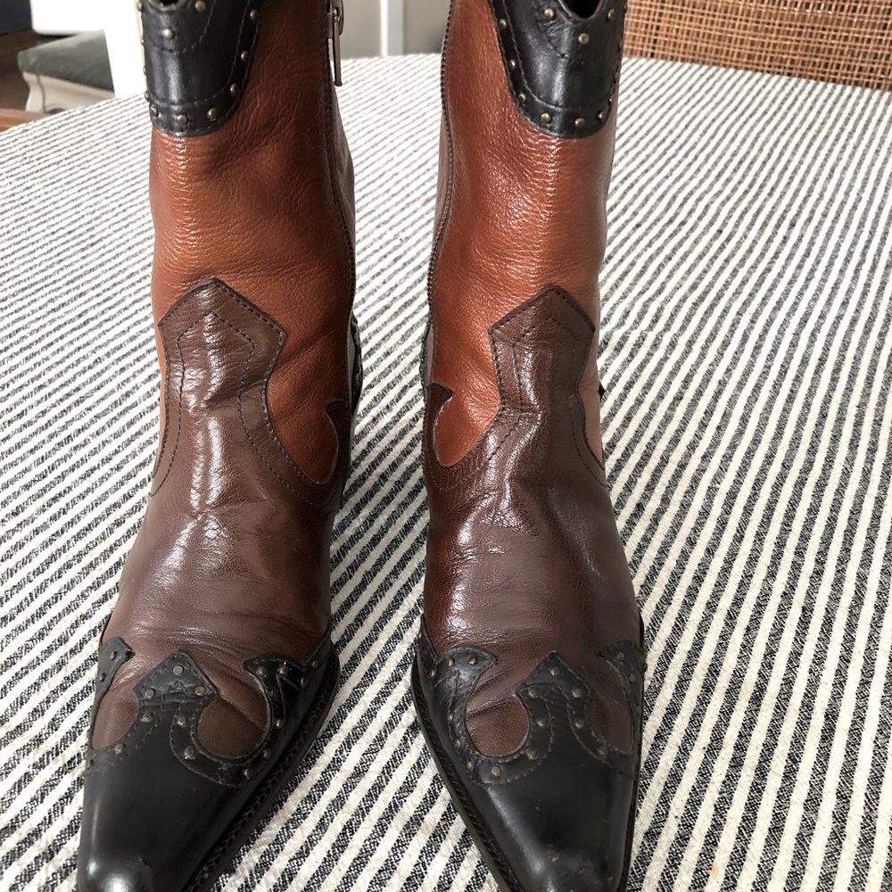 Stuart Weitzman Vintage Women Western Leather Boots Size US 5 Euro 35